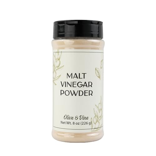 Olive & Vine Malt Vinegar Powder, Tangy Flavor, For Seasoning & Marinades, Rich Tradition, Authentic Taste, For Global Recipes (8 Ounce)