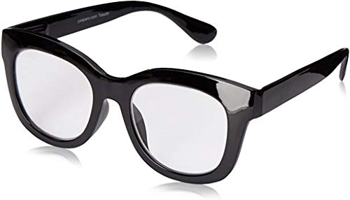 Peepers by PeeperSpecs Women's Blue Light Blocking Reading Glasses & No Correction Eyewear-Center Stage Oversized, Black-Original Lenses, 52 mm + 2