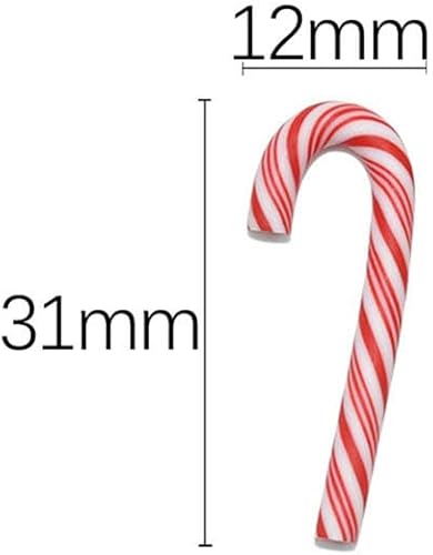Miniatura 3 de UUYYEO 40 unidades de bastones de caramelo de arcilla polimérica de Navidad, mini bastón de caramelo sintético, sin agujero, dijes colgantes de