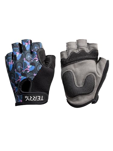 Terry Cycling Gloves for Women, T-Gloves LTD Prints, Ladies Cycling Gloves Half Finger Gel Padded Mountain Bike Glove - Peloton Girl, Medium