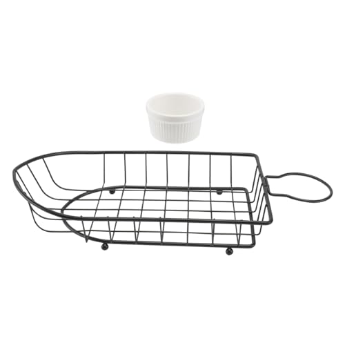 Mikinona 1Set Boat Shape Snack Holder Mesh Food Stand for French Fries Appetizer Serving Rack for Parties Outdoor Events and Restaurants Material Convenient Food