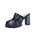 High Heels Sexy Damen Fashion Denim Waschwasser Baotou Lazy Fashion High-Heel Chunky Sandalen 10cm/3.94"