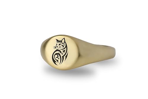 Bague gravée chat en or 14k un bijou chat mignon pour femme