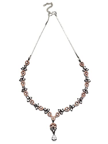 Image of Karatcart Elegant Silver Plated Blue American Diamond Necklace Set for Women