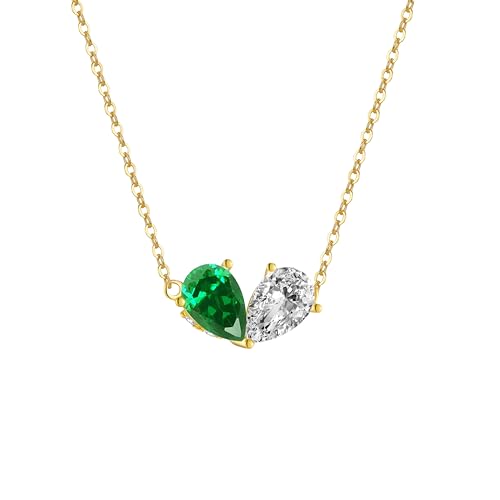 Collier pendentif feuille verte en argent pour femme, chaîne courte en zircon de marque HHRLCH