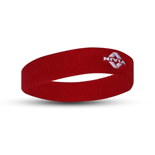 Image of Nivia Headband for Men & Women, Moisture Wicking, for Gym & Fitness, Cotton Headband for Sports - Red
