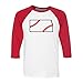 TeesAndTankYou State Shape Baseball Kansas Three-Quarter Raglan Sleeve Baseball Shirt Unisex Small White/Red