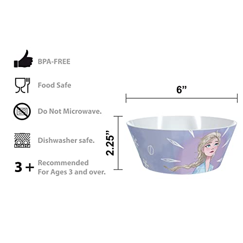 Image of Zak Designs Disney Frozen 2 Dinnerware 5 Piece Set Includes Plate, Bowl, Water Bottle, and Utensil Tableware, Non-BPA, Made of Durable Material and Perfect for Kids (Anna, Elsa, Olaf)