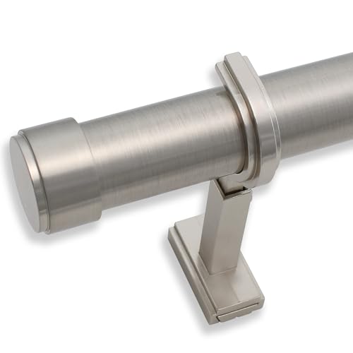 BlastHome® Non-Adjustable Luxury Curtain Rods for Windows, 1 ¼” Rod Set, 8 foot Fixed Length (Two Rods Connect for a Seamless Look), Brushed Nickel