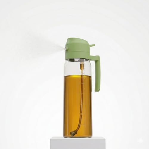 Image of 800ml Olive Oil Sprayer for Cooking - 2 in 1 Olive Oil Dispenser for Kitchen Gadgets, Air Fryer, Salad, and BBQ - Green (800, Milliliters)