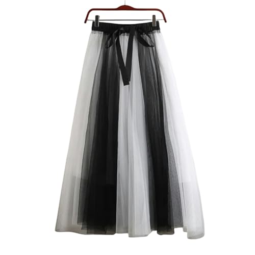 Jupe féminine sweet en tulle dégradé blanc avec coupe A-line patchwork fluide