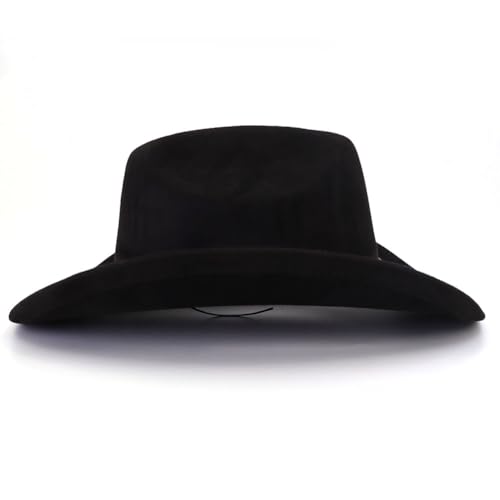 Image of Cowboy Hat Cowgirl Hat Men's & Women's Wide Brim Felt Fedora Hat with Buckle Belt Western Cowboy Hat for Women