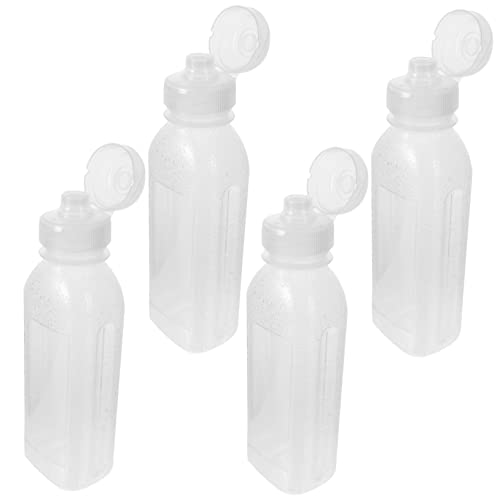 OUNONA 4個 油缶 キッチンソースディスペンサー 漏れ防止 シロ ボトル用ポンプ 水筒 oil bottle 食用油の容器 調味料スクイーズボトル プラスチック Transparent