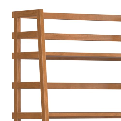 Image of SIMPLIHOME Acadian 63 inch Tall Solid Wood 5-Shelf Bookcase in Brown