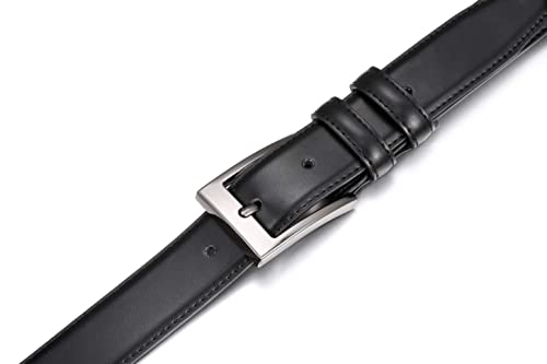 Marino’s Men Genuine Leather Dress Belt with Single Prong Buckle - Slate Black/Tan Brown - 564