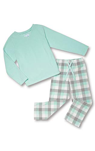 PajamaGram Girls Plaid Pajamas - Girl Pajamas, Aqua, 8
