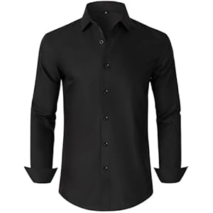 Mens Grade 3.5 Wrinkle-Resistant Dress Shirts Men's Long Sleeve Button Down Work Shirt for Men Medium Tall 00125_black