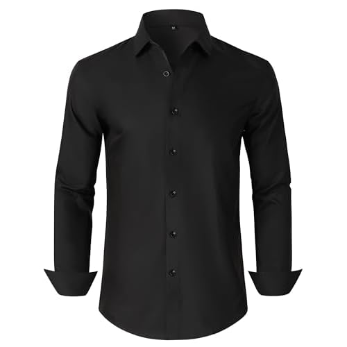 Mens Grade 3.5 Wrinkle-Resistant Dress Shirts Men's Long Sleeve Button Down Work Shirt for Men 6X-Large 00125_black