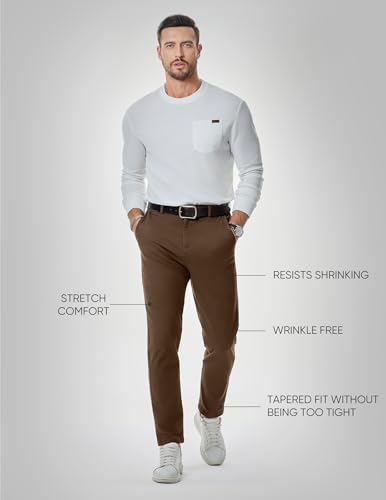 JMIERR Men's Chino Pants Casual Stretch Waist Tapered Trousers with Pockets