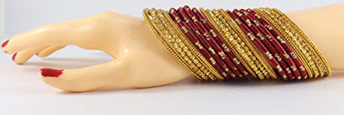 Image of NMII Glass and Silk Thread Zircon Gemstone Bangle Set For Women /Girls
