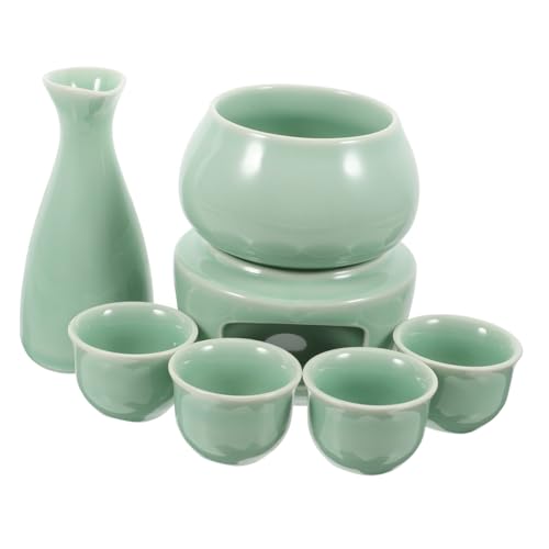 Ciieeo Calentador De Vino Cerámica Con Jarra Tazas Estufa Para Calentar Sake Restaurante Casa