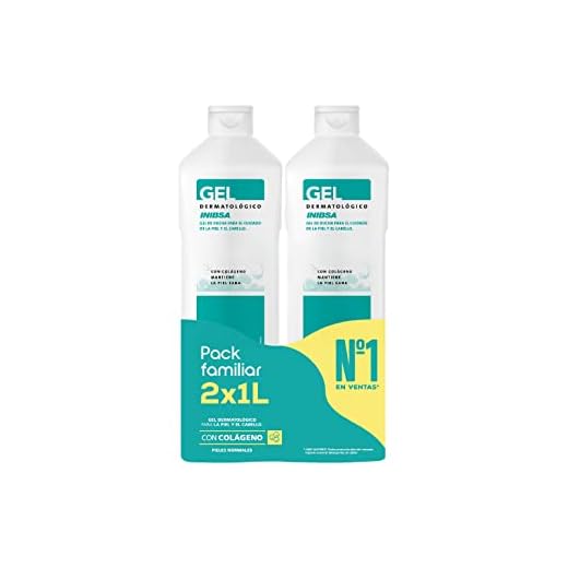 Geles Inibsa - Gel de ducha para el cuidado de la piel y el cabello, Ahorro Pack Dermatológico 2x1L + gel 200ml