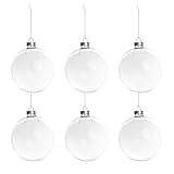 Transparent Glass Christmas Ball Ornaments - 3.25' (80mm) - Clear - 6ct