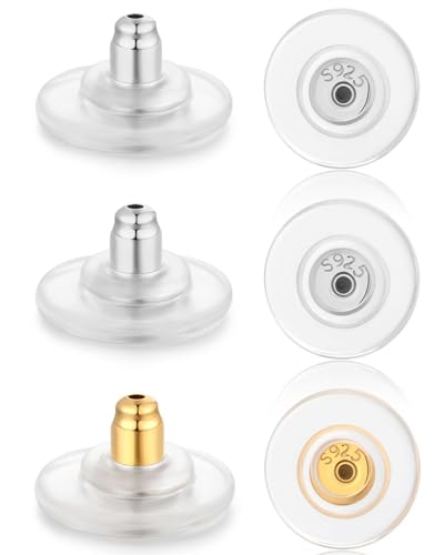Moconar Earring Backs, 925 Sterling Silve Locking Earring Backs for Studs, Hypoallergenice Secure Earring Backs Replacements for Studs/Droopy Heavy Ears, No-Irritate Earring Backs Multicolor