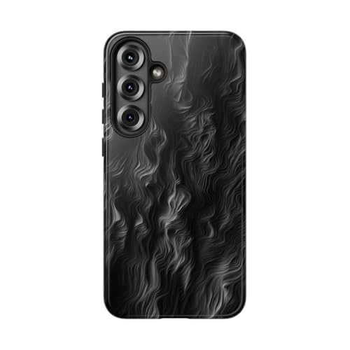 Coque Samsung S25 Plus lignes ondulées abstraites noires grises protection rigide brillante