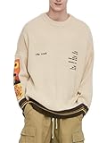 Vamtac Aesthetic Sweater Mens Van Gogh Vintage Cable Knit Oversized Long Sleeve Pullover Casual Y2K Sweaters