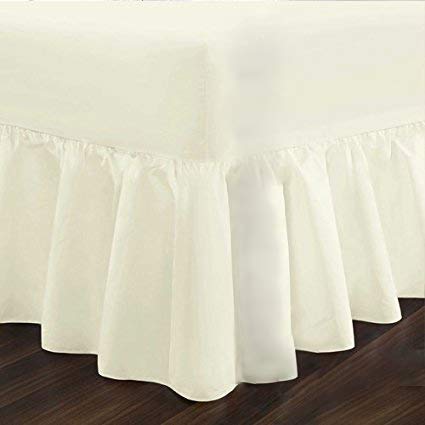 Luxury Percale Frilled Valance Fitted Sheets 14 Colours in Single, Double, King, Super King (King, Cream) - Image 2