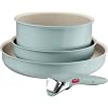Tefal Ingenio Serenity – Juego de 2 Sartenes 22/28 cm + Cazo 20 cm + Mango extraíble, Revestimiento Antiadherente, Apilable, Inducción, Apto lavavajillas y horno, Eucalipto