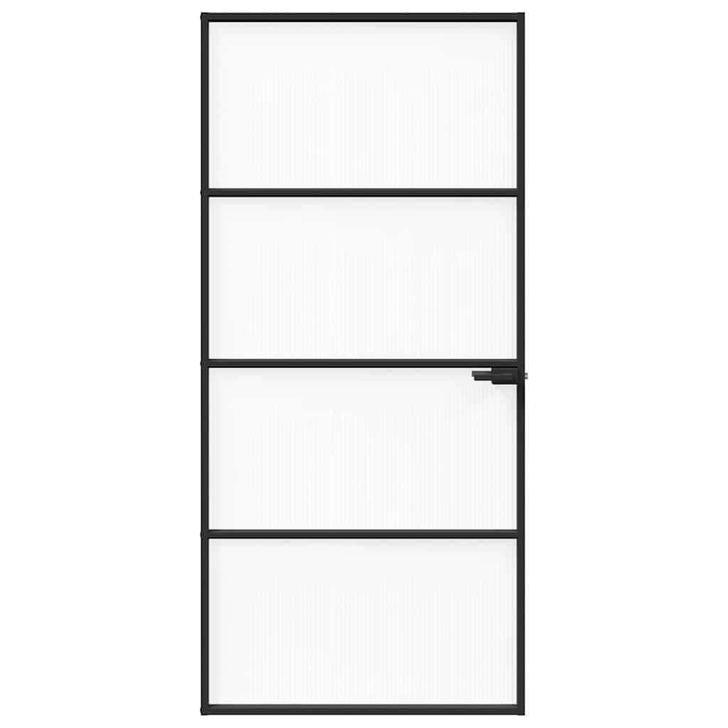 vidaXL Porte de maison 93 x 201,5 x 3,5 cm Aluminium et Verre Trempé, Porte intérieure élégante, rectangulaire et moderne, avec verre trempé, cadre en aluminium, pour maison et bureau