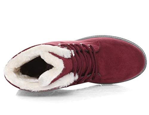 Dadawen Women's Suede Waterproof Lace Up Winter High Top Snow Boots Red Us Size 5.5 #TOP2