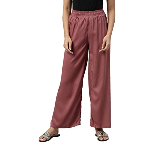 Image of GO COLORS Soft Viscose Basic Palazzo Full Length for Women| Breathable, Mid Rise, Relaxed Fit