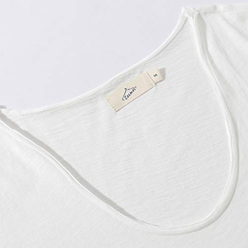 Zecmos Mens V Neck T-Shirt Slim-Fit Man Tee Top White M #TOP4