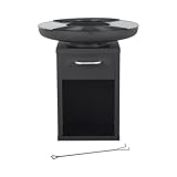 Bighorn Grand Brasero Plancha Ø80 x 92 cm en Fer, 42 kg, Ensemble de Cuisson Extérieur avec Plaques et Grilles Amovibles, Foyer Chauffant de Jardin et Terrasse