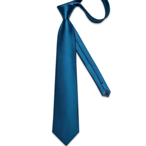 Image of DiBanGu Mens Solid Color Tie and Pocket Square Set Woven Silk Plain Necktie & Handkerchief for Men Wedding Party Formal