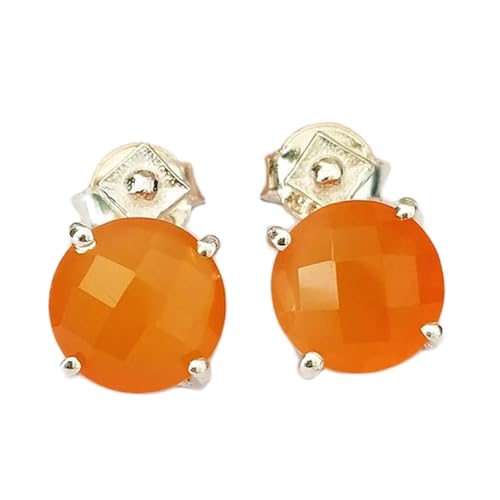 Boucles d'oreilles cornaline contre les allergies cutanées, argent 925 rond