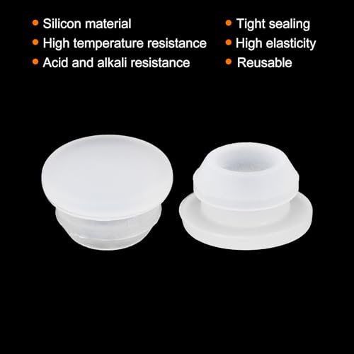 Image of MECCANIXITY 10pcs Silicone Snap in Locking Hole Plugs,9mm /0.4 Inch Mounting Diameter Narrow Groove Width 2mm Panel Seal Cover Round for Kitchen Bulkheads Waterproof Sealing Plugs Clear
