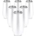 6 Pieces Stemless Champagne Flutes Double-insulated Champagne Tumbler with Lips, 6 OZ Stainless Steel Unbreakable Cocktail Cups for Coffee Wine Glass Tumbler (6 White)