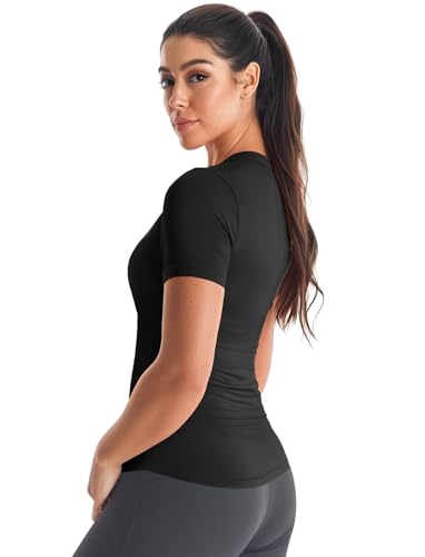 Zengjo Short Sleeve Workout Tops for Women Slim Fitted Athletic T-Shirts Quick Dry Moisture Wicking Gym Yoga Running2