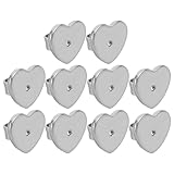 DECORNIJIA 10 Cierres Elevadores de Pendientes de Aleación en Forma de Corazón, Tapones para Pendientes Anticaída, 10 Unidades Blanco Platino, Soporte para Orejas Caídas, Ideales