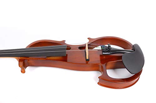 Yinfente Violino Elétrico 4/4 Tamanho Completo Violino Silencioso Madeira Maciça com Estojo de Violi