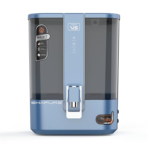 Image of Shapure Aqua V5 RO Water Purifier | 8 Stage RO | Prefilter + Sediment + UV + mTDS and 4 in 1 Mineral + Copper + Alkaline + Zinc Filters | 9L Storage Tank (Energy Blue - V111)