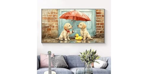 Broderie diamant chiots et parapluie kit complet 100x200cm C433 - 3