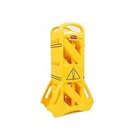 Rubbermaid Commercial Products Mobile Sicherheitsabsperrung, 4 m Gelb – Barriere aus Kunststoff mit Rollen für Reinigung, Wartung & Baustellen, faltbar & mobil – FG9S1100YEL