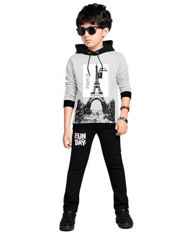 Image of LilBits Boys Summer Co-Ord Set Cotton Blend T Shirt & Lower Set for Kids Boys (2-16 Yrs), Typography Printed Casual Clothing Set, Regular Fit
