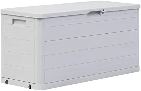 Tidyard Garden Storage Deck Box Plastic 74 Gal Lockable Garden Container Cabinet Toolbox for Patio, Lawn, Poolside, Backyard Outdoor Furniture 46.1 x 17.7 x 22 Inches (W x D x H)