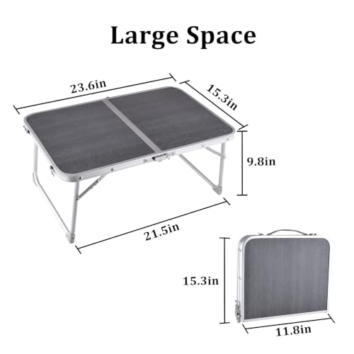 Image of Foldable Laptop Desk, Portable Bed Table with Hidden Storage, Gray